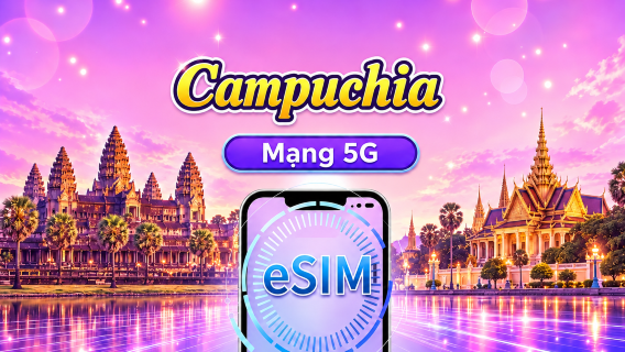Campuchia | eSIM 4G/5G | Gói ngày/Gói dữ liệu | Tính phí 24 giờ | 1-30 ngày | Mã QR