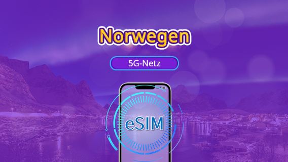 Norwegen | 5G/4G eSIM | Unterstützt Tiktok & ChatGPT | Tagespaket/Datenpaket | Abrechnung nach Kalendertagen | 1-30 Tage | QR-Code