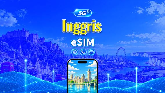 UK 5G eSIM | CTExcel (Jaringan EE) | Paket Data Total dengan Panggilan & SMS | 7-30 Hari | Penagihan 24 Jam | QR Code