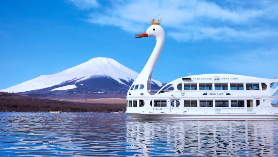 日本東京富士山雙湖一日遊 河口湖+山中湖【9人精品團|可選上門接送/白鳥遊船/騎行套餐|华人司机|網紅羅森+天梯小鎮+忍野八海】