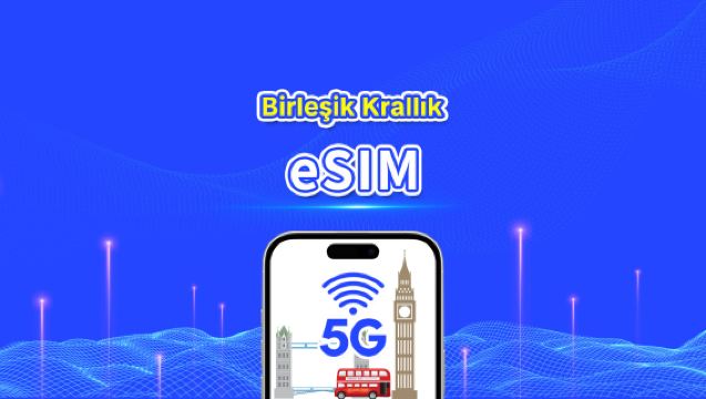 İngiltere eSIM | 5G/4G | Yüksek Hızlı İnternet | 24 Saat | 1-30 Gün Arası Seçenekler | QR Kodu