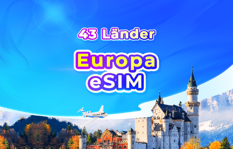 4G/5G eSIM in Europa | KI-Apps & TikTok | Tagespreisplan / Gesamtdatenvolumen | 1-30 Tage | 24-Stunden-Abrechnung | QR-Code