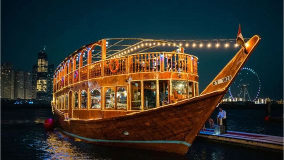Dubai  Dhow Cruise in marina bay  with dinner, shows and transfers from hotel option