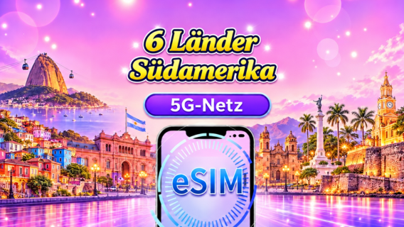 Südamerika (6 Länder) | 4G/5G eSIM | Tagespaket/Datenpaket | 24-Stunden-Abrechnung | 1-30 Tage | QR-Code