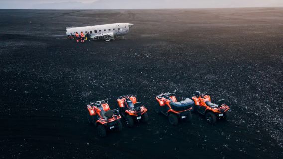 South Coast ATV Quad Bike Adventure at Reynisfjara Beach + Crashed DC 3 Plane half-day tour