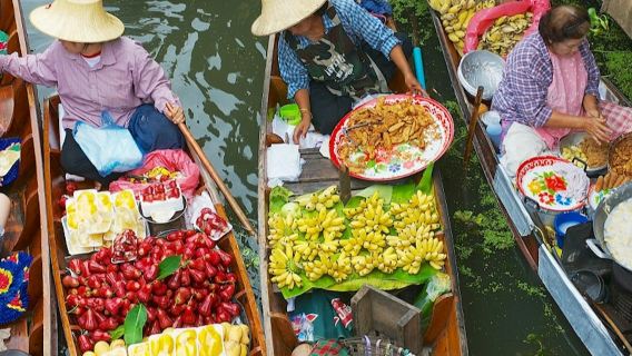 Damnoen Floating Market & Maeklong Railway: Guided Tour from Bangkok + Boat Ride
