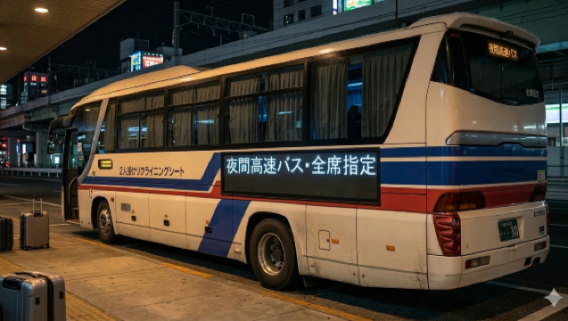 [23:05/22:45 Transfer Required] Tokyo · Yokohama to Kyoto (4-row seats) Night Bus