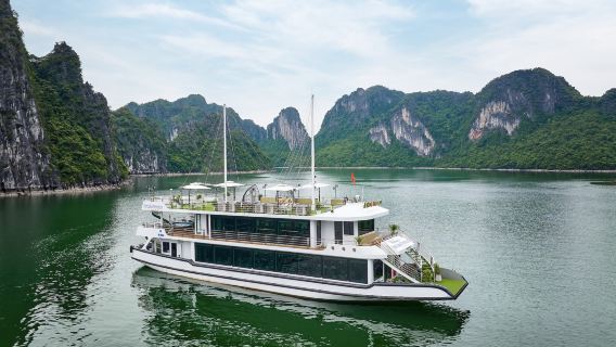 ベトナム・ハロン湾 ワンデーツアー 5つ星ラグジュアリークルーズ - 船正午出港【グループツアー/英語ガイド】