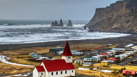 tour in cinese/classico tour di un giorno della costa meridionale dell'Islanda|Cascate glaciali + Spiaggia nera|Tour con trasferimento opzionale