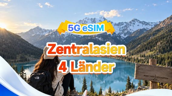 Zentralasien 4 Länder 5G/4G eSIM | Multi-Netz · Unterstützt alle AI & TikTok | 500 MB/Tag - Gesamtvolumen 100 GB | 24-Stunden-Abrechnung | QR-Code
