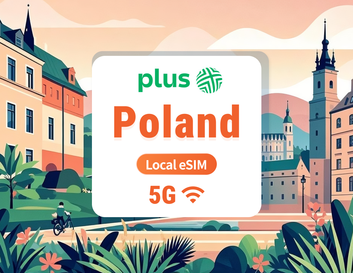 eSIM 5G Pologne Plus | Réseau local, sans roaming | Compatible avec ChatGPT et TikTok | 1 à 30 jours | QR code instantané