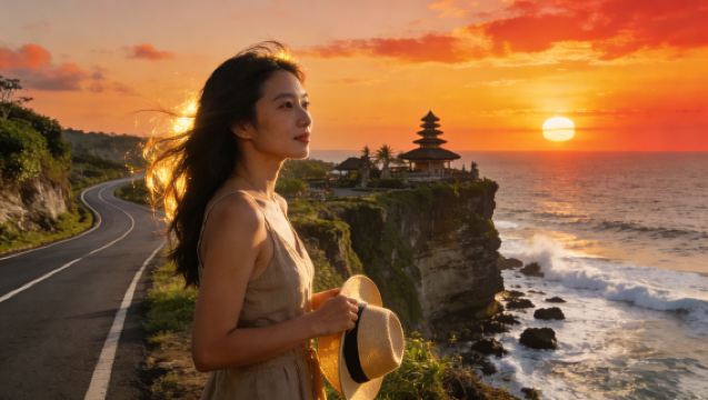 [Selección] Bali: Templo de Tanah Lot + Carretera del Acantilado + Acantilado de los Enamorados + Playa de Jimbaran con transporte privado