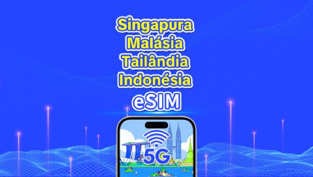 eSIM do Sudeste Asiático | Cingapura/Malásia/Tailândia/Indonésia | 5G/4G | Dias corridos | 1-30 dias | Código QR