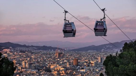 Round-trip cable car pass for Montjuïc in Barcelona, Spain (panoramic view cabin + iconic city landmarks and sea views)