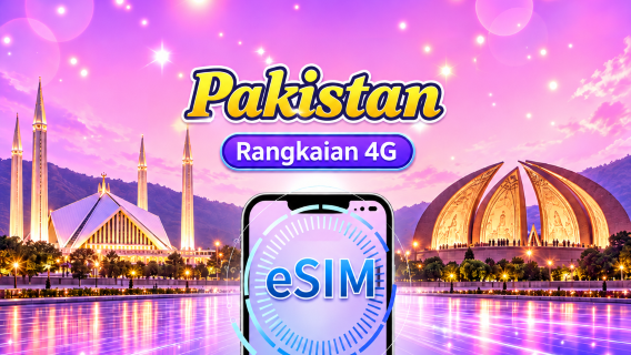 Pakistan | eSIM 4G | Pakej Harian/Pakej Data | 1-30 Hari | Sokong Tiktok & ChatGPT | Caj 24 Jam | Kod QR