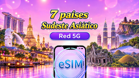 Sudeste Asiático (7 países) | eSIM 5G/4G | Paquete diario/Paquete de datos | Facturación de 24 horas | 1 - 30 días | Código QR