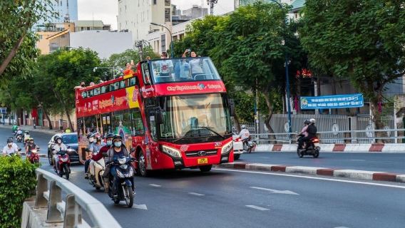 Ho Chi Minh CitySightseeing open-top bus (French architecture + Notre Dame Cathedral of Saigon visit + Saigon River scenery)