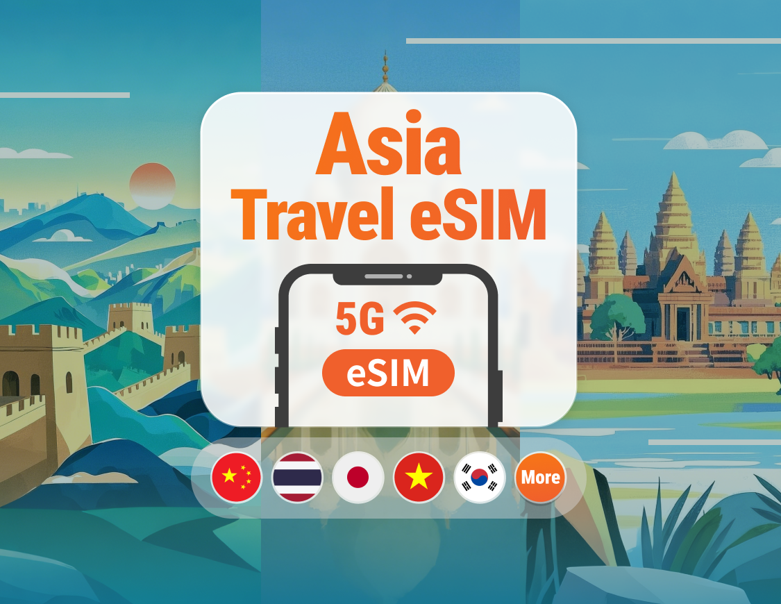 Asia 9 Destinations 5G eSIM | Japan, Thailand, Vietnam, Indonesia, Korea & More | 1–30 Days | Instant QR