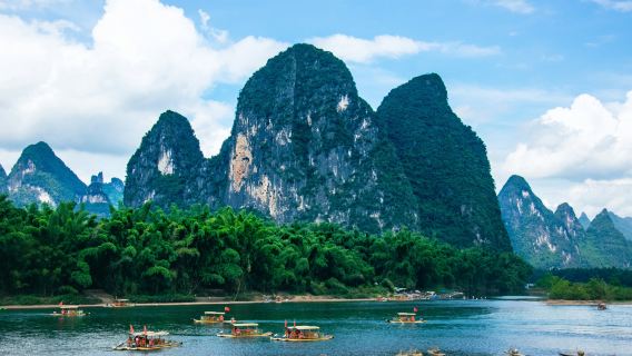 Ab Guilin: Li-Fluss Bambusfloß, Xingping und Landschaftsventilator-Malerei Privater Tagesausflug