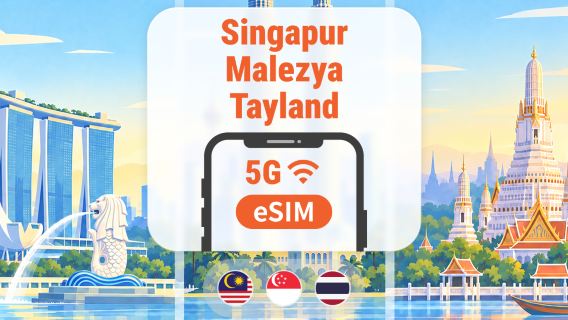 Singapur · Malezya · Tayland 5G eSIM | 6 Mobil Operatör · All AI & TikTok | 1–30 Gün | QR Kod