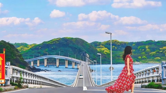 1-day tour to Motonosumi Shrine + Tsunoshima Bridge in Kitakyushu, featuring one of Japan's Three Great Caves