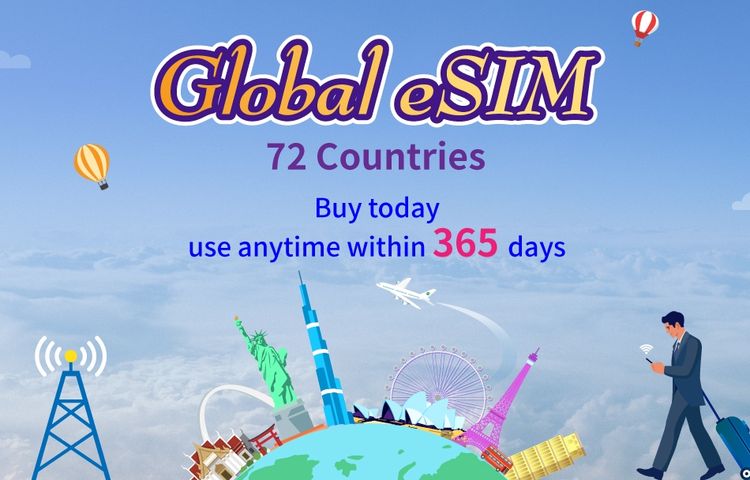Global (72 countries) | 4G/5G eSIM | Total Package | 365-day validity | 24H | QR code