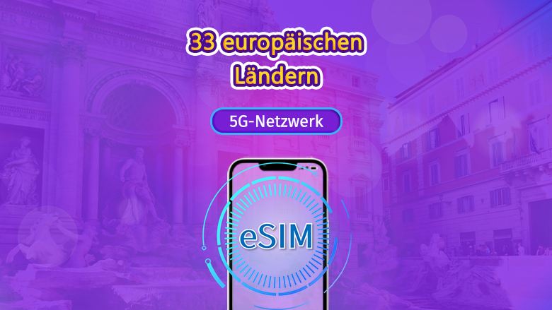 Europa (33 Länder) | 5G/4G eSIM | Tagespass / Gesamtpaket | Natürlicher Tagesabrechnung | 1–90 Tage | QR-Code