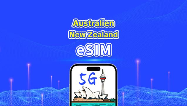 Australien + New Zealand eSIM | 5G/4G | Daglig pakke/data pakke | 24-timers fakturering | 1-30 dage | QR-kode