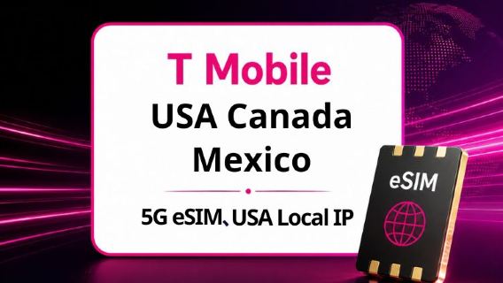 eSIM 5G para EUA, Canadá e México | IP local da T-Mobile nos EUA | Armazenamento total de 2 GB a 10 GB | 5 a 15 dias | Chamadas para EUA/Canadá/México e internacionais | Tarifas diárias | Código QR