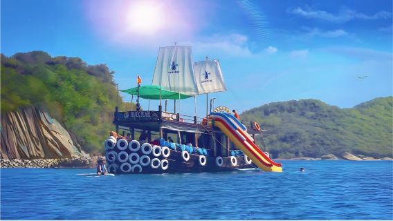 【黑珍珠號郵輪】芽莊出海三島遊 黑島浮潛+溜滑梯+龍蝦BBQ