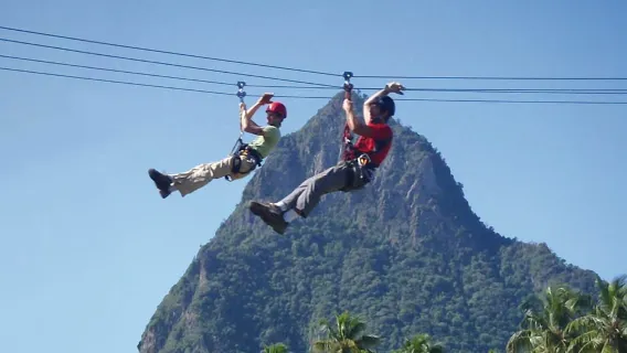 From Soufriere: Full-Day Sail & Zip Line Adventure