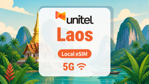 Laos Unitel 5G eSIM | IP Locale · AI & TikTok | 5–30 Giorni | Codice QR