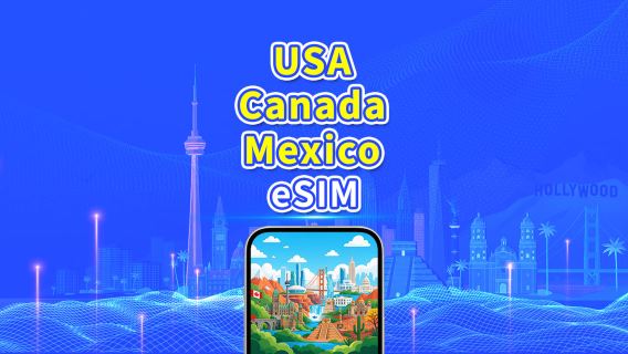 USA / Kanada / Mexiko 5G eSIM | Dagliga / Totala datapaket | 1–30 dagar | 24-timmarsdebitering | QR-kod