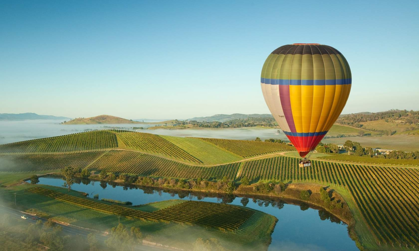 Includes electronic souvenir photos: Yarra Valley Hot Air Balloon Flights in Melbourne, Australia, with optional breakfast