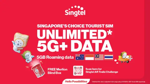[Singapore] Singtel hi! | 4G/5G SIM card | Changi Airport 24H/Downtown pick up | Optional EZlink transportation + phone 2-in-1 card