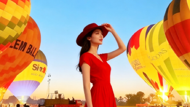 Vuelo en globo aerostático en Lúxor, Egipto: vistas aéreas del Valle de los Reyes, el Templo de Karnak, el Templo de la Reina del Nilo y amanecer.