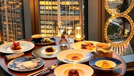Restauracja Hua w hotelu W w Studio City Makau (widok z 40. piętra + nowoczesna kuchnia kantońska + eleganckie wnętrze + ekskluzywna obsługa)
