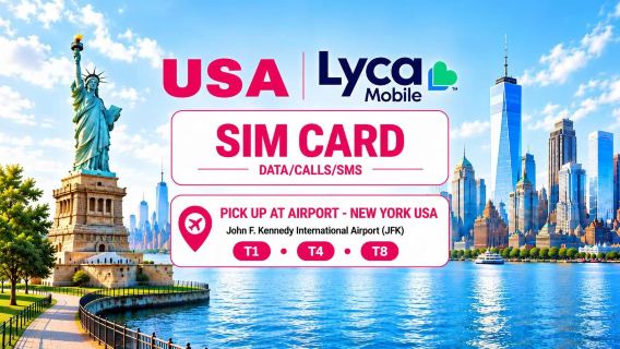 [USA] Lyca| 5G (Telefon-)SIM-Karte|Mehrere Optionen|Abholung am NewYork JFK Airport T1 T4 T8|Daten Anrufe SMS