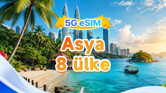 8 Asya ülkesinde 5G/4G eSIM | Çoklu ağ desteği, Tüm AI ve TikTok'u destekler | Günlük 500 MB - toplam 50 GB | 1-30 gün | 24 saat faturalandırma | QR kodu