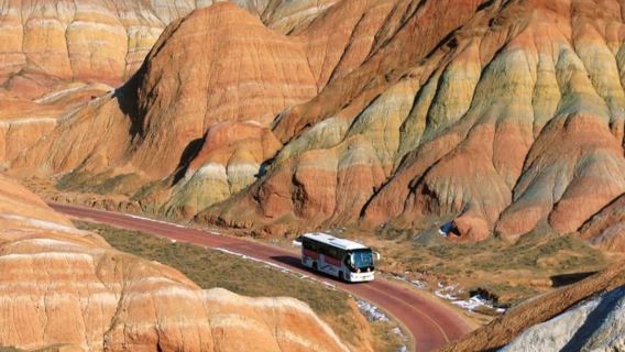 Zhangye Landskap Danxia Berwarna-warni tarikan pelancongan lawatan setengah hari dengan perkhidmatan hantar-jemput hotel pelbagai pakej pilihan