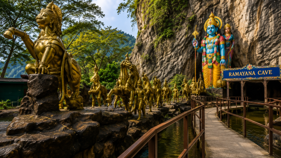 吉隆坡出發：黑風洞、羅摩衍那石窟與甘清瀑布之旅（含蠟染體驗）