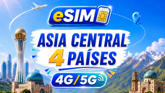 4 países de Asia Central | eSIM 5G/4G | Soporta todas las AI y TikTok | 500MB/día - Total 100GB | Facturación por 24 horas | Código QR