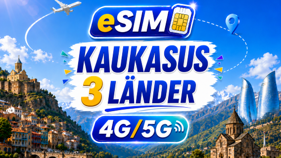 Kaukasus-Länder (3) 5G/4G eSIM | Vollständige Unterstützung für AI & TikTok | 500 MB/Tag - Gesamtvolumen 100 GB | 24-Stunden-Abrechnung | QR-Code