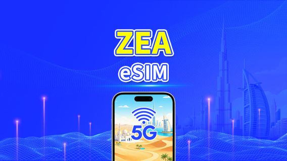 ZEA 5G eSIM | Obsługa AI i TikToka | Dzienny/łączny pakiet danych | Rozliczenie co 24 godziny | 1–30 dni | QR Code