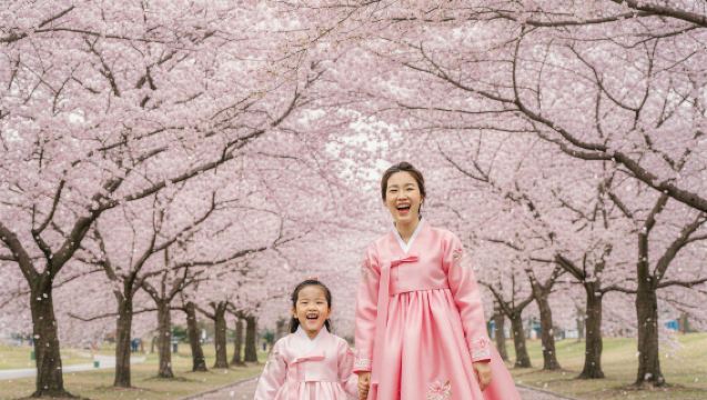 Partenza da Seul | Villaggio tradizionale Hanok di Jeonju + Fiori di ciliegio al Parco Wansan + Tour primaverile al Tempio Gakwonsa