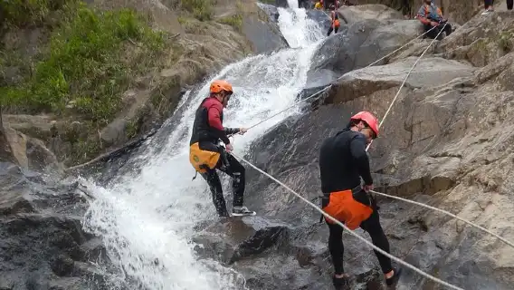 Canyoning in Baños Chamana Waterfall