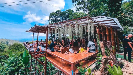 Thailand Travel: Koh Samui Jungle Leap. Travel through the tropical rainforest and overlook the ocean. Treetop coffee to check in and take photos. Optional hotel pick-up and drop-off for multiple sessions.