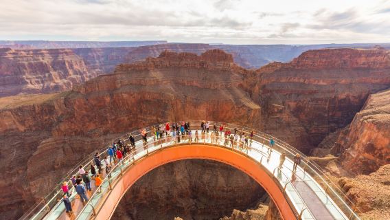 Grand Canyon West + Hoover Dam 1-day tour with optional glass bridge/helicopter + cruise upgrade