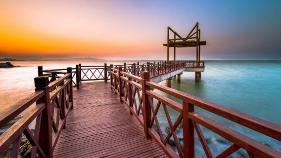 【煙台包車遊】養馬島+東山棧橋+月亮灣+東炮台+海昌鯨鯊館