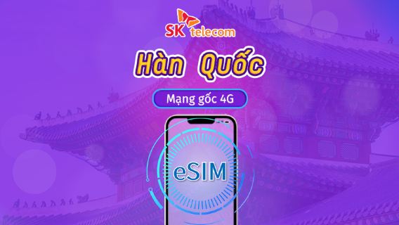Hàn Quốc SKT | 4G eSIM | Gói theo ngày | Dữ liệu không giới hạn + số điện thoại 010 | Tính phí mỗi 24 giờ | 1-90 ngày | Mã QR